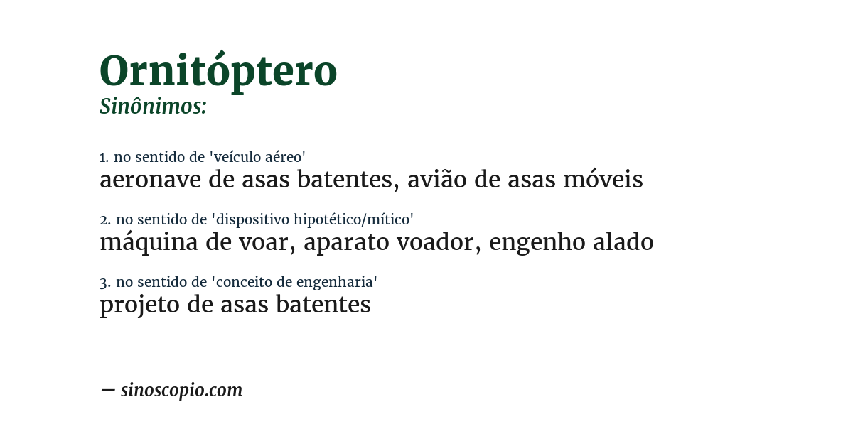 Sinônimo de ornitóptero