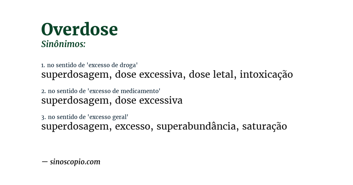 Sinônimo de overdose