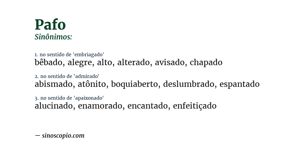Sinônimo de pafo