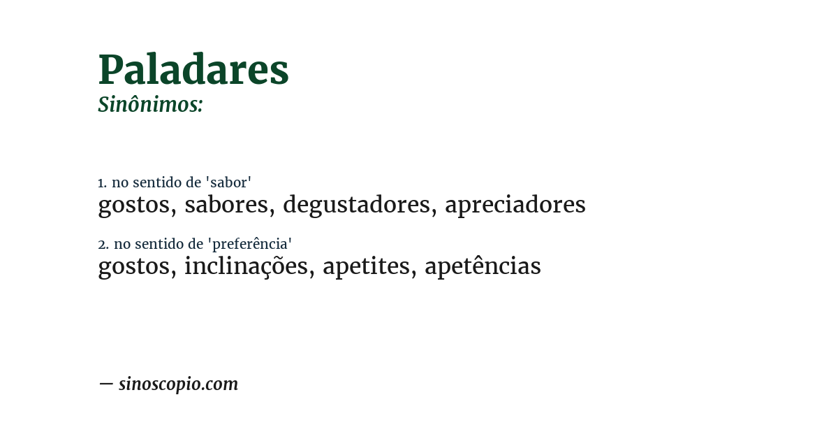 Sinônimo de paladares