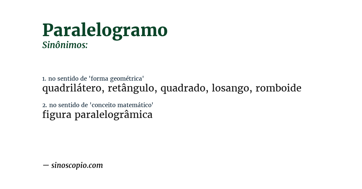 Sinônimo de paralelogramo