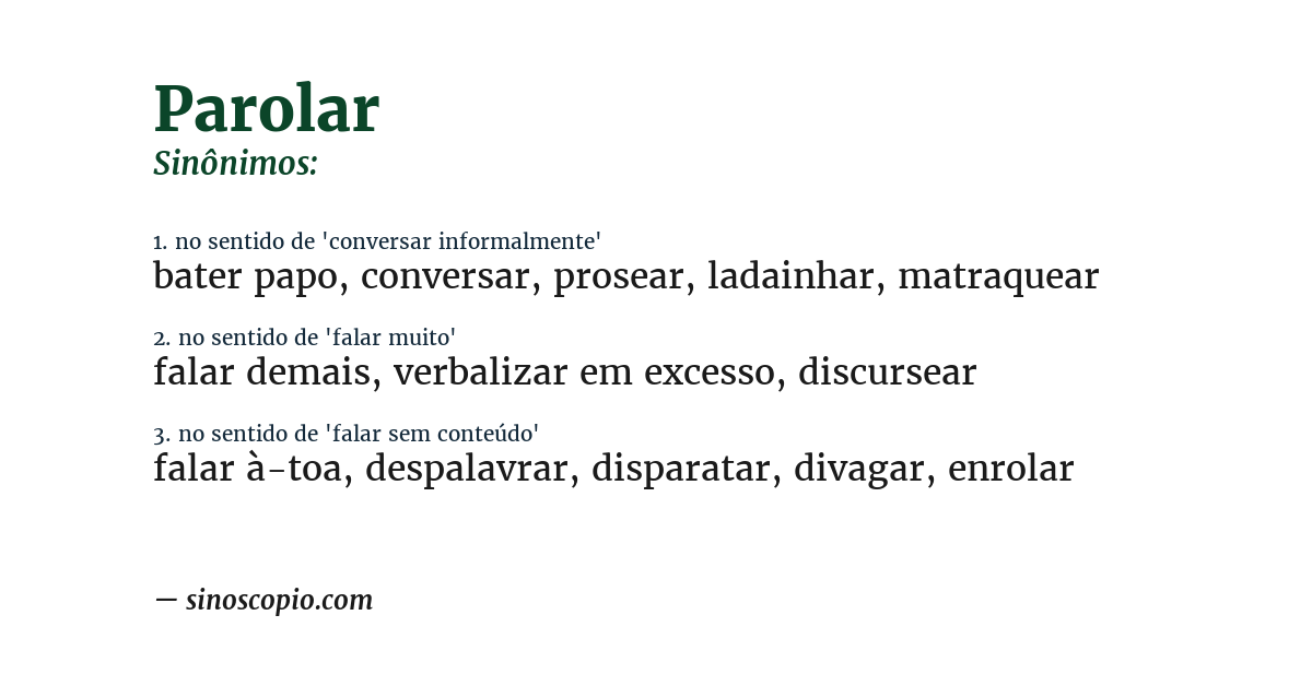 Sinônimo de parolar