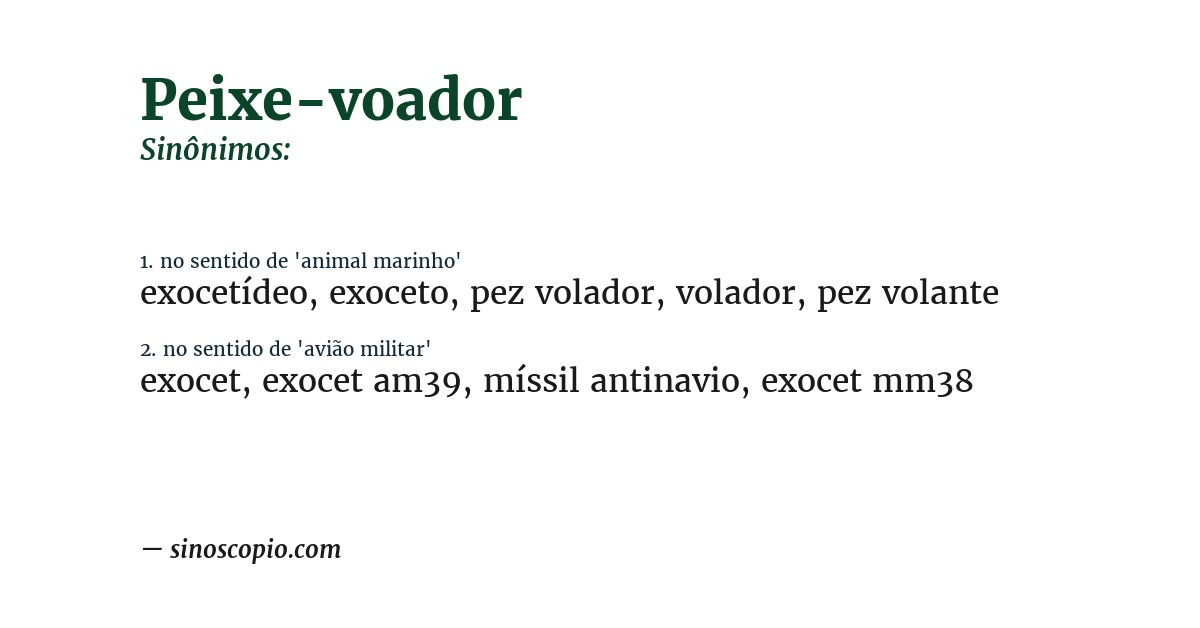 Sinônimo de peixe-voador