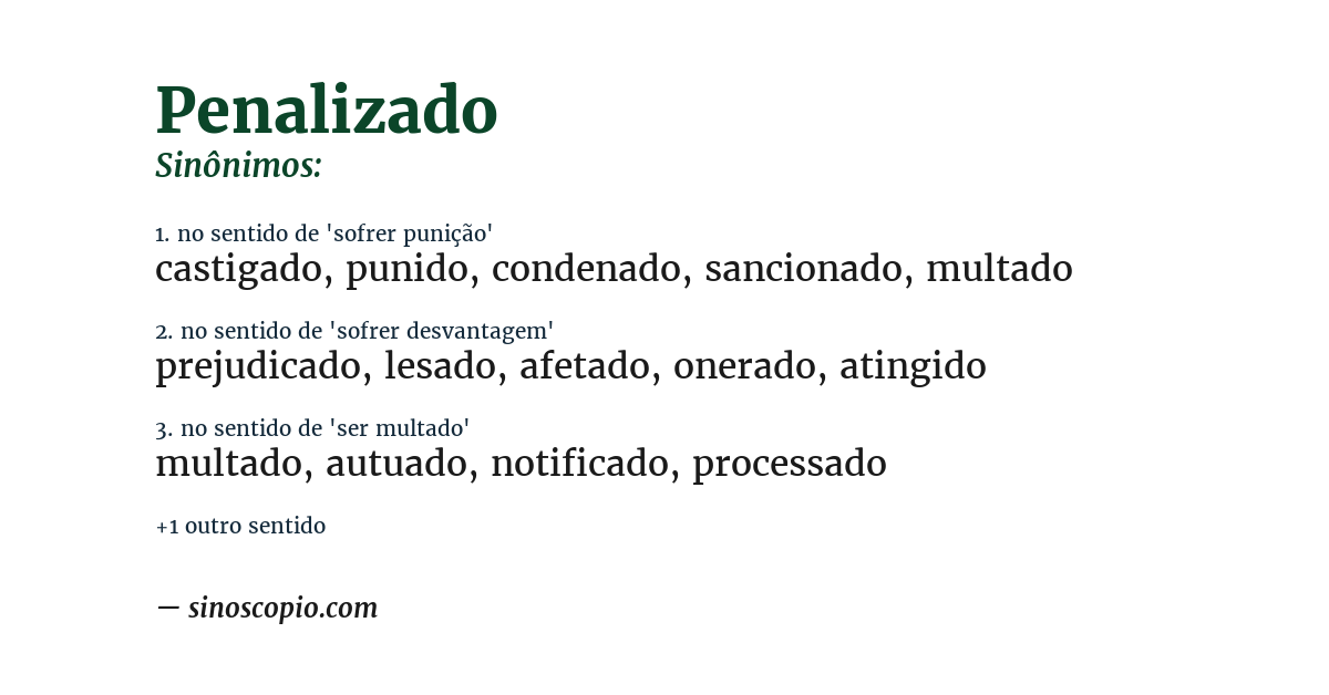 Sinônimo de penalizado
