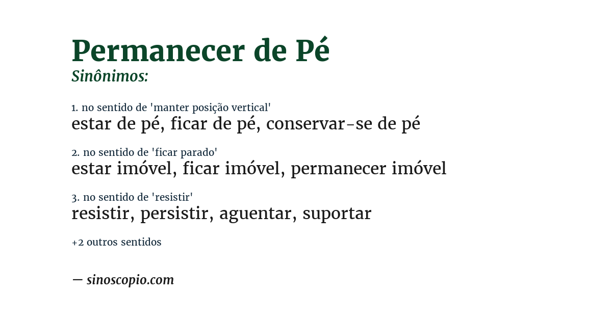 Sinônimo de permanecer de pé