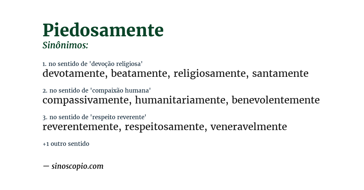 Sinônimo de piedosamente