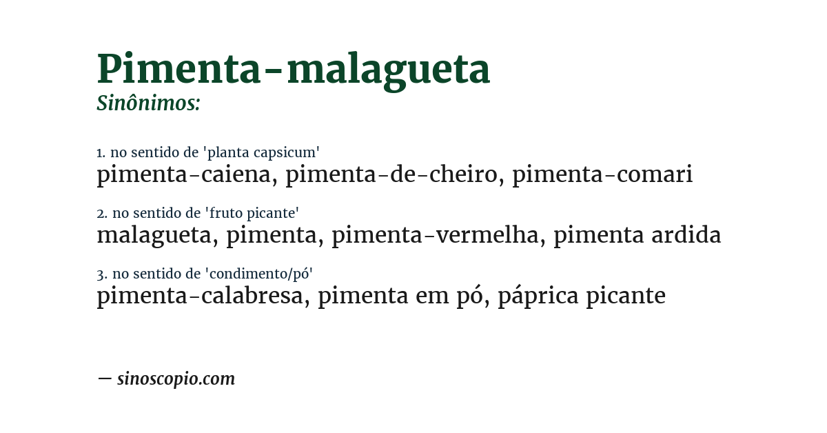 Sinônimo de pimenta-malagueta