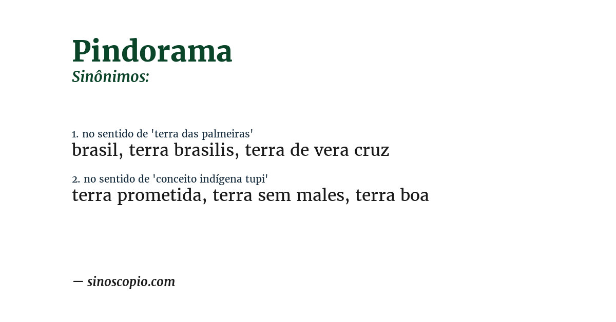 Sinônimo de pindorama