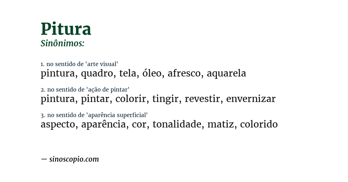 Sinônimo de pitura