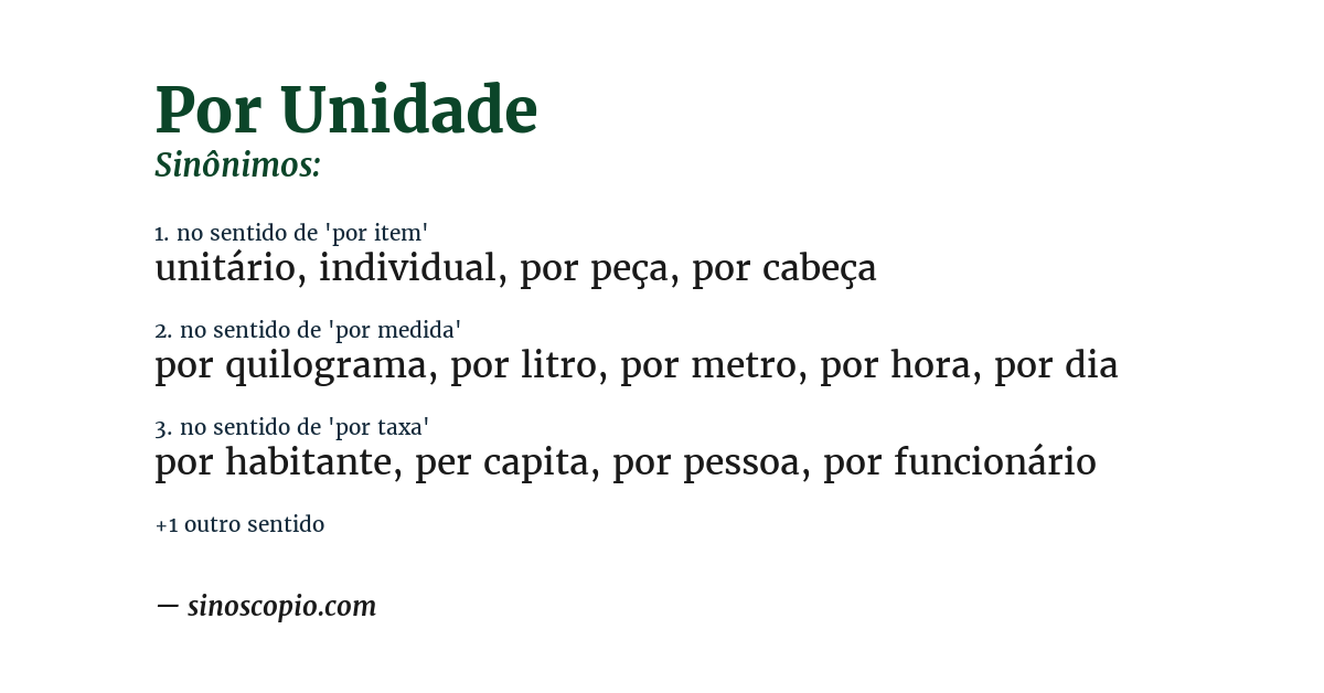 Sinônimo de por unidade