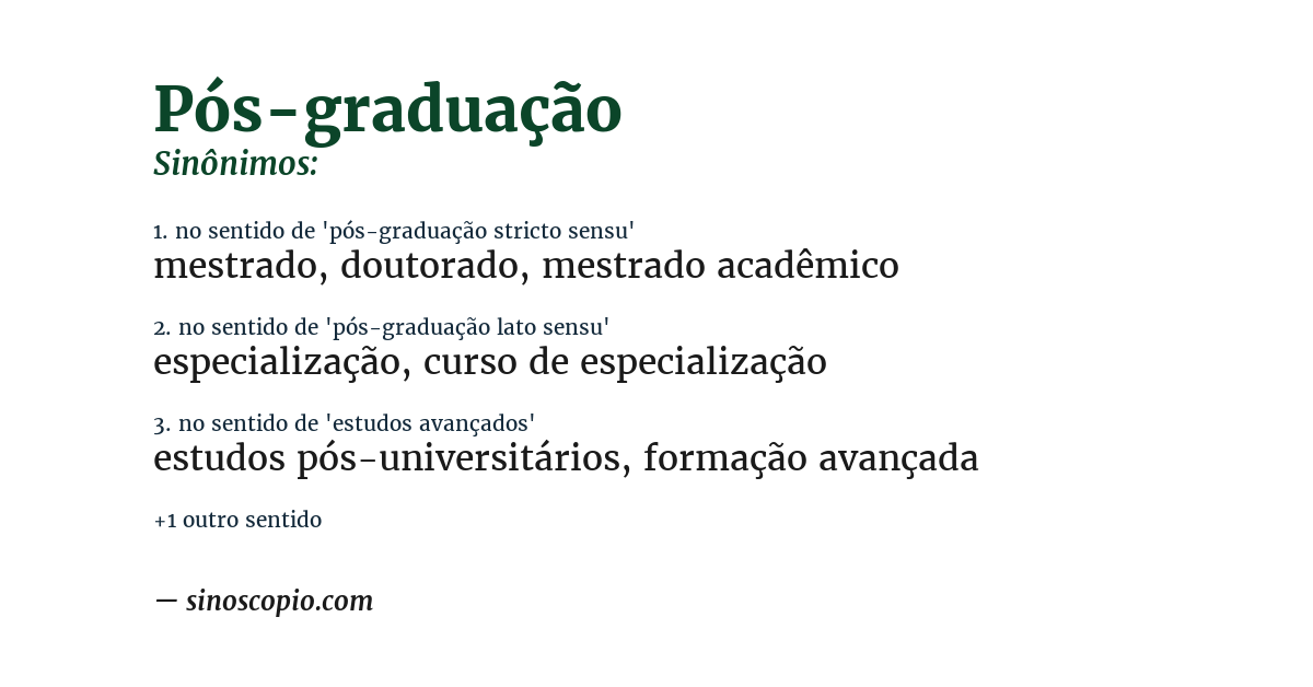 Sinônimo de pós-graduação