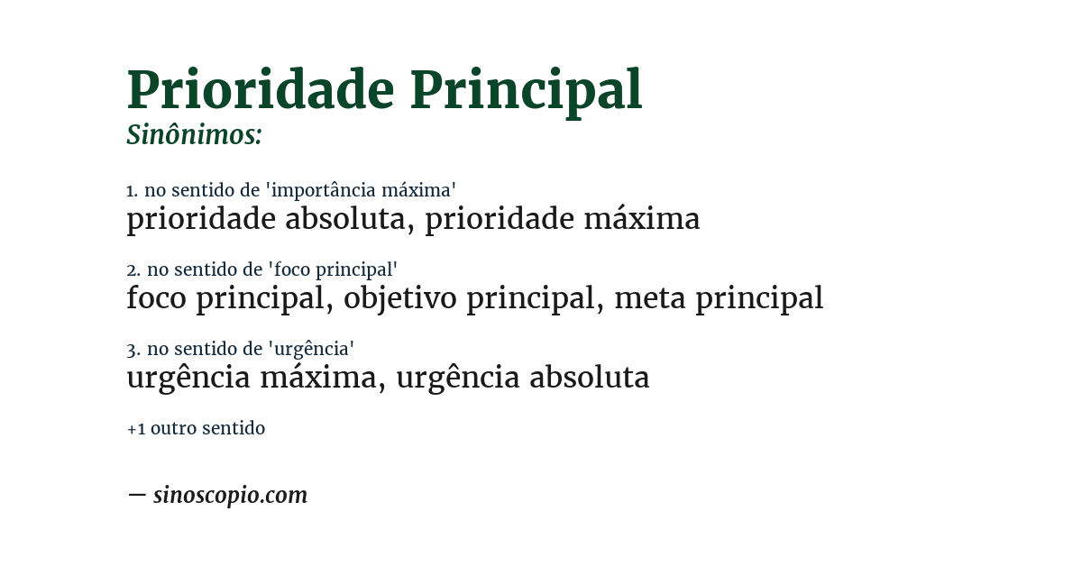 Sinônimo de prioridade principal