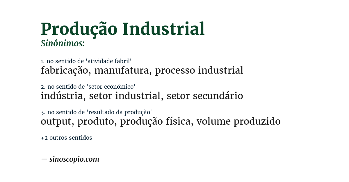 Sinônimo de produção industrial