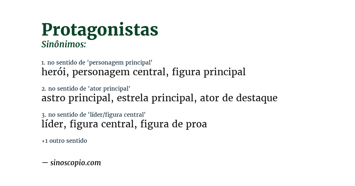 Sinônimo de protagonistas