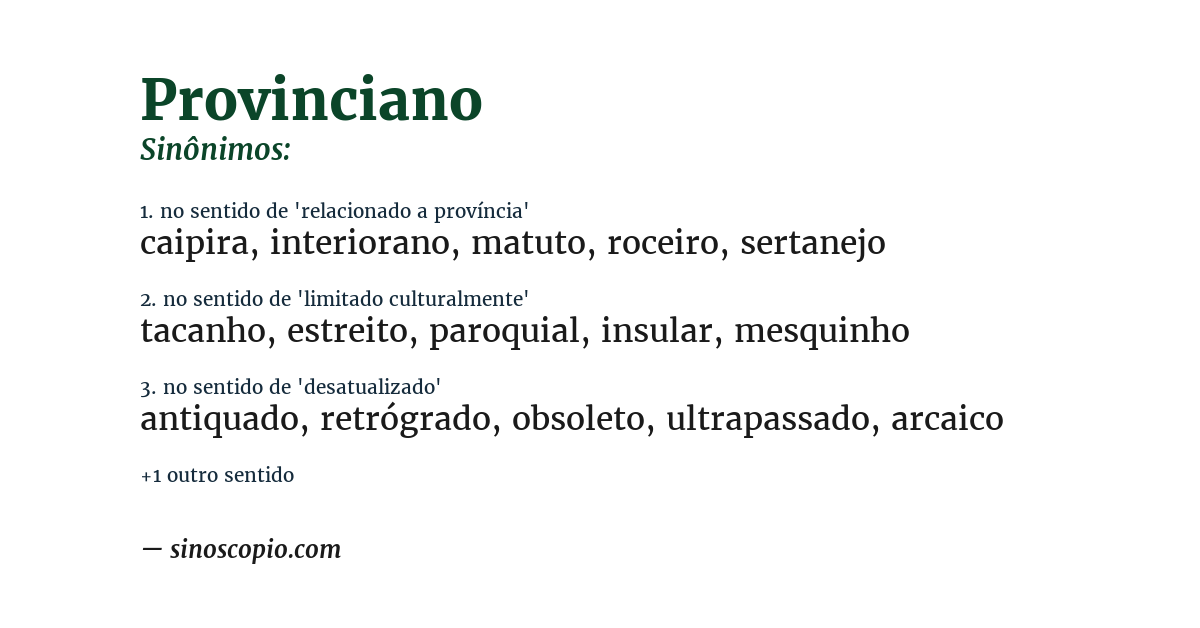 Sinônimo de provinciano