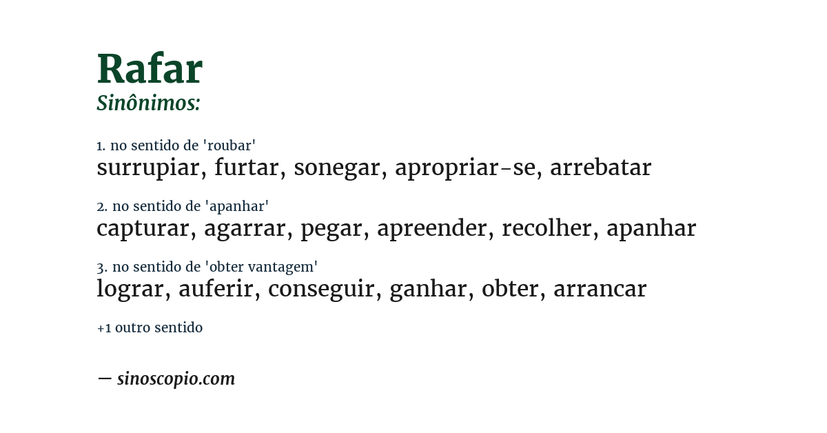Sinônimo de rafar