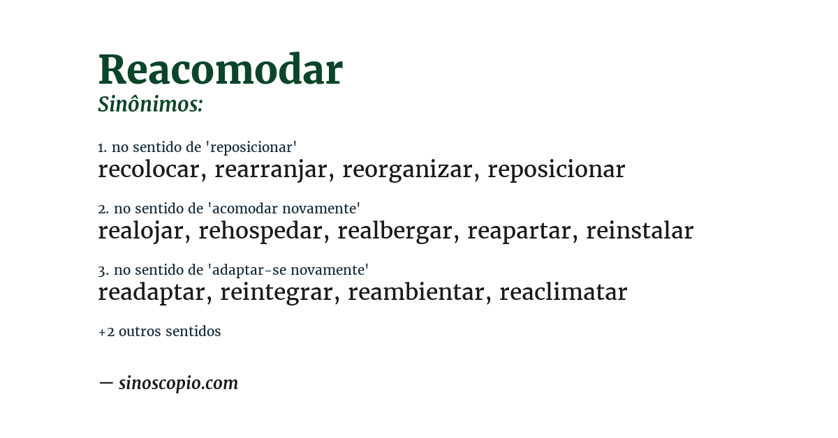 Sinônimo de reacomodar