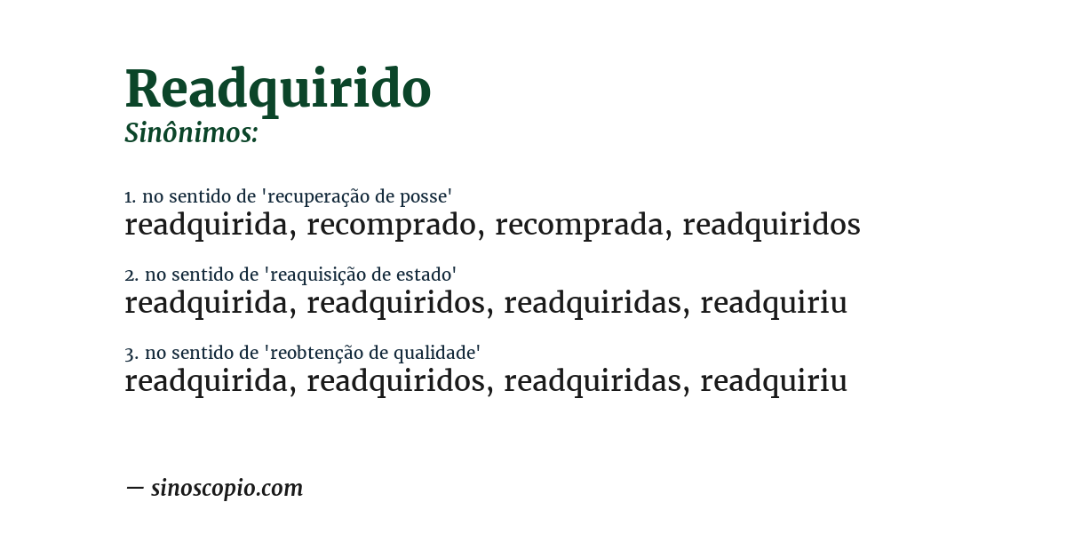 Sinônimo de readquirido