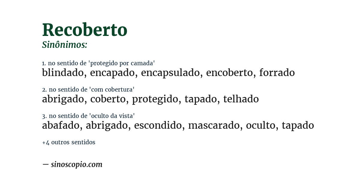 Sinônimo de recoberto