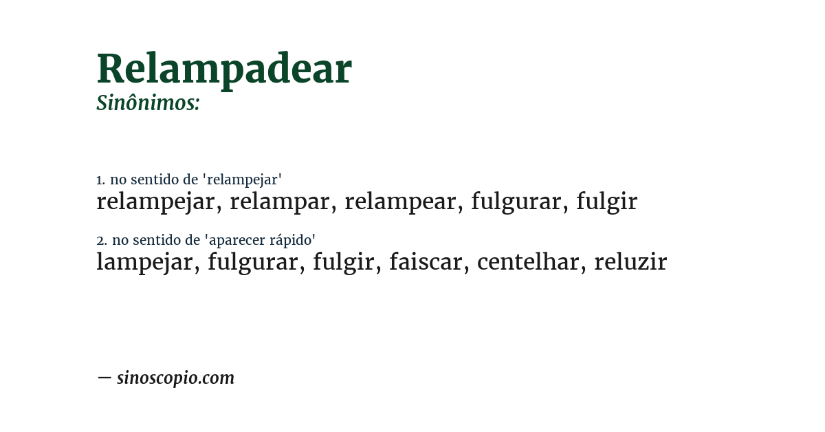 Sinônimo de relampadear