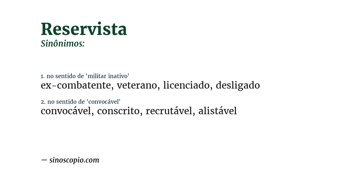 Sinônimo de reservista