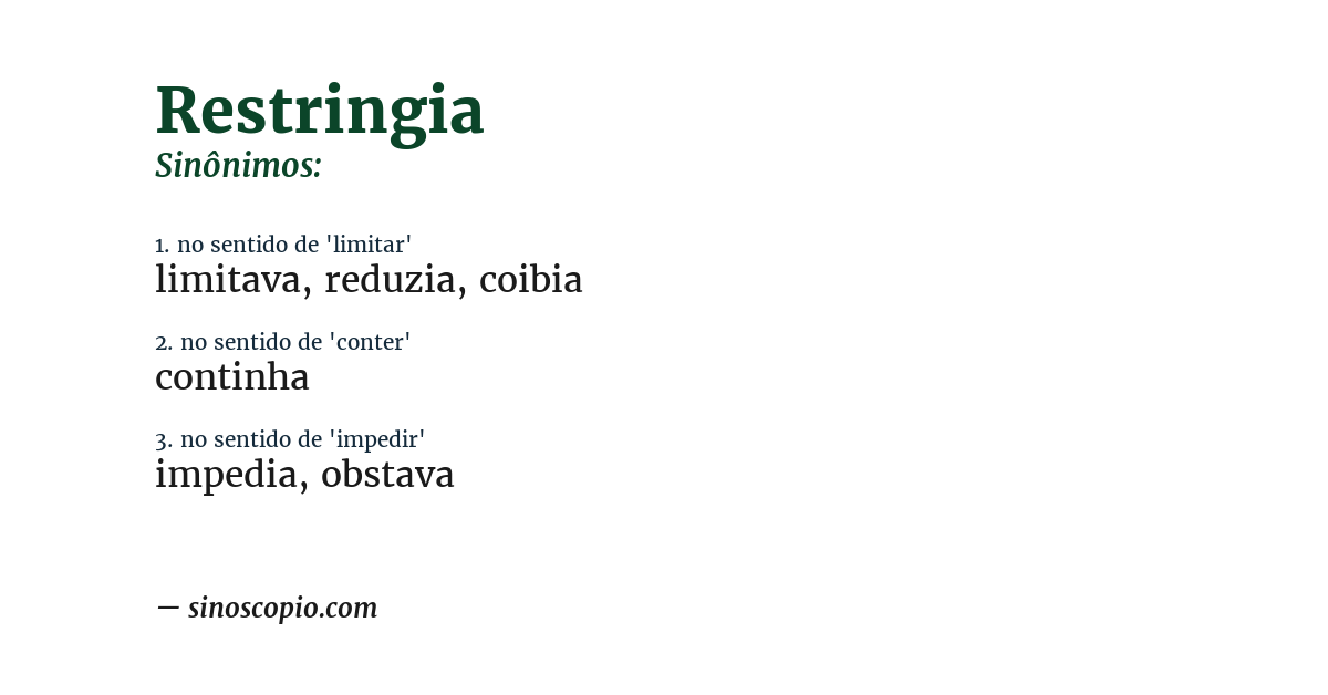 Sinônimo de restringia