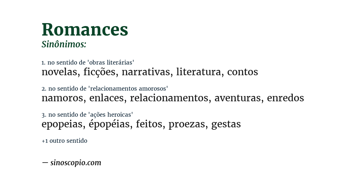 Sinônimo de romances