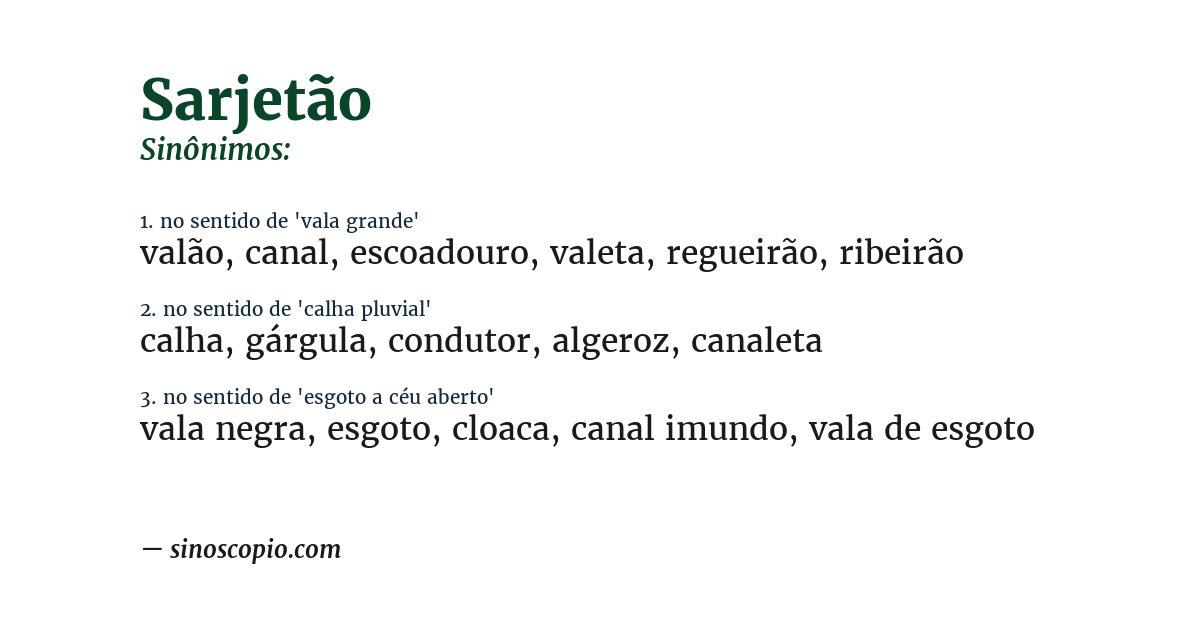 Sinônimo de sarjetão