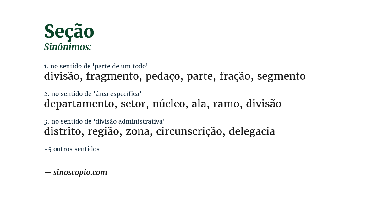 Sinônimo de seção