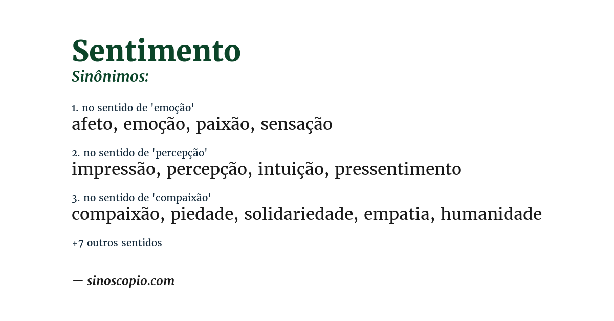 Sinônimo de sentimento