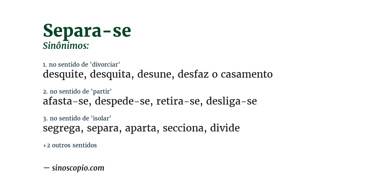 Sinônimo de separa-se