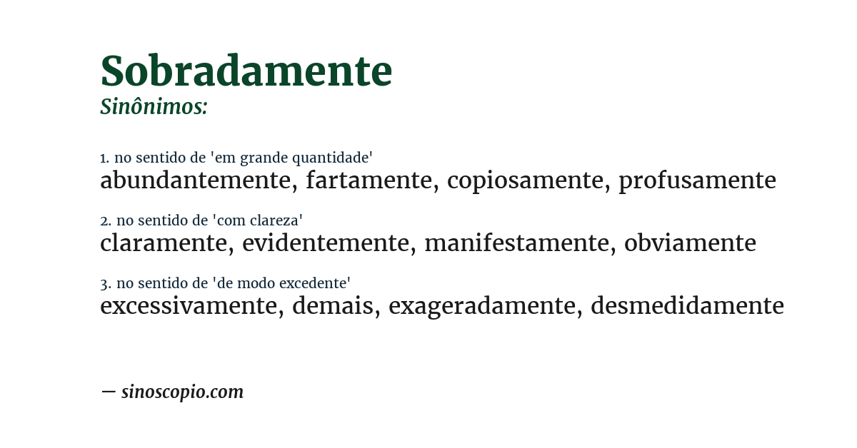 Sinônimo de sobradamente