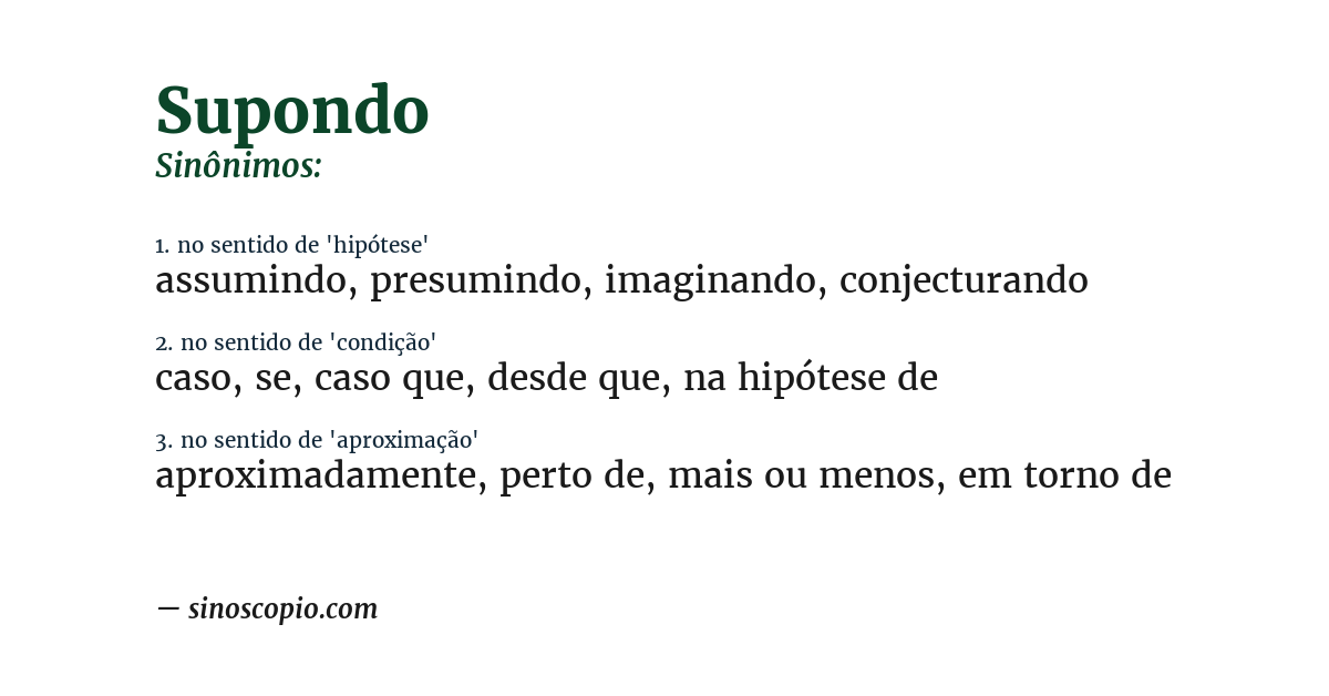 Sinônimo de supondo