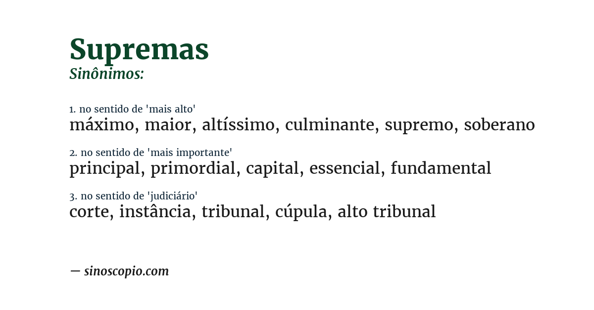 Sinônimo de supremas