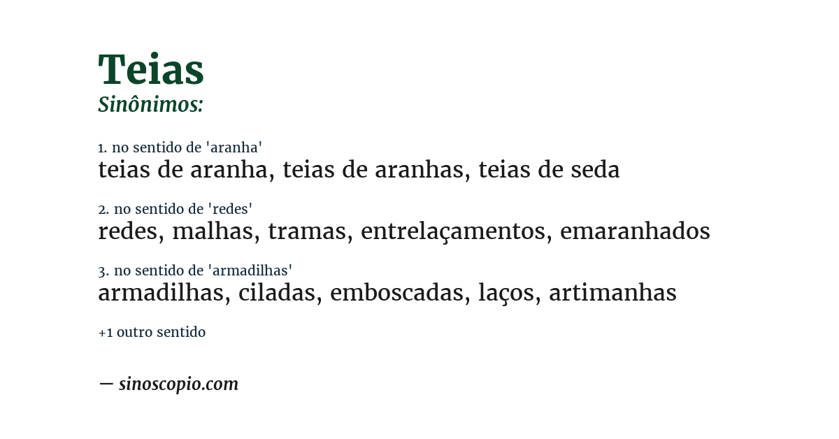 Sinônimo de teias