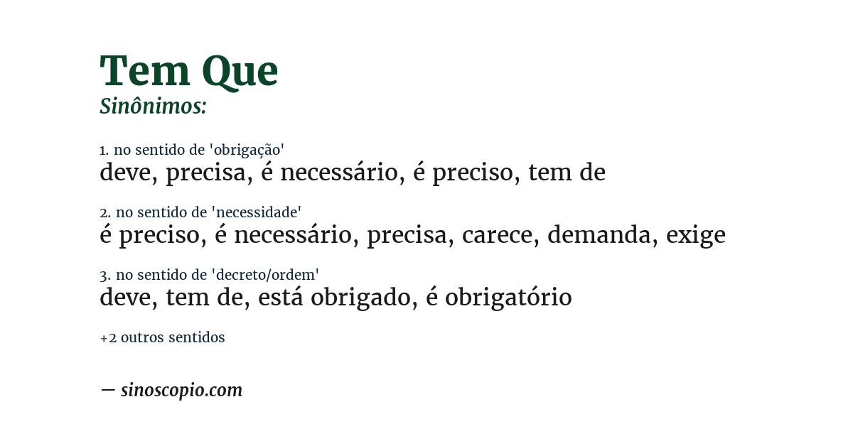 Sinônimo de tem que