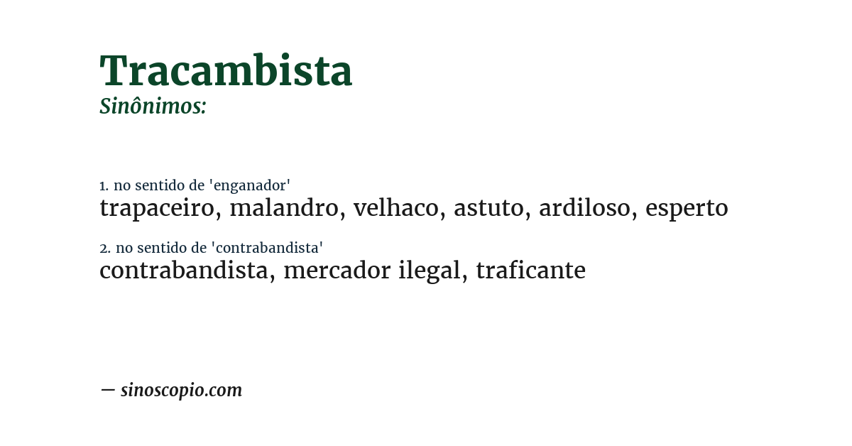 Sinônimo de tracambista