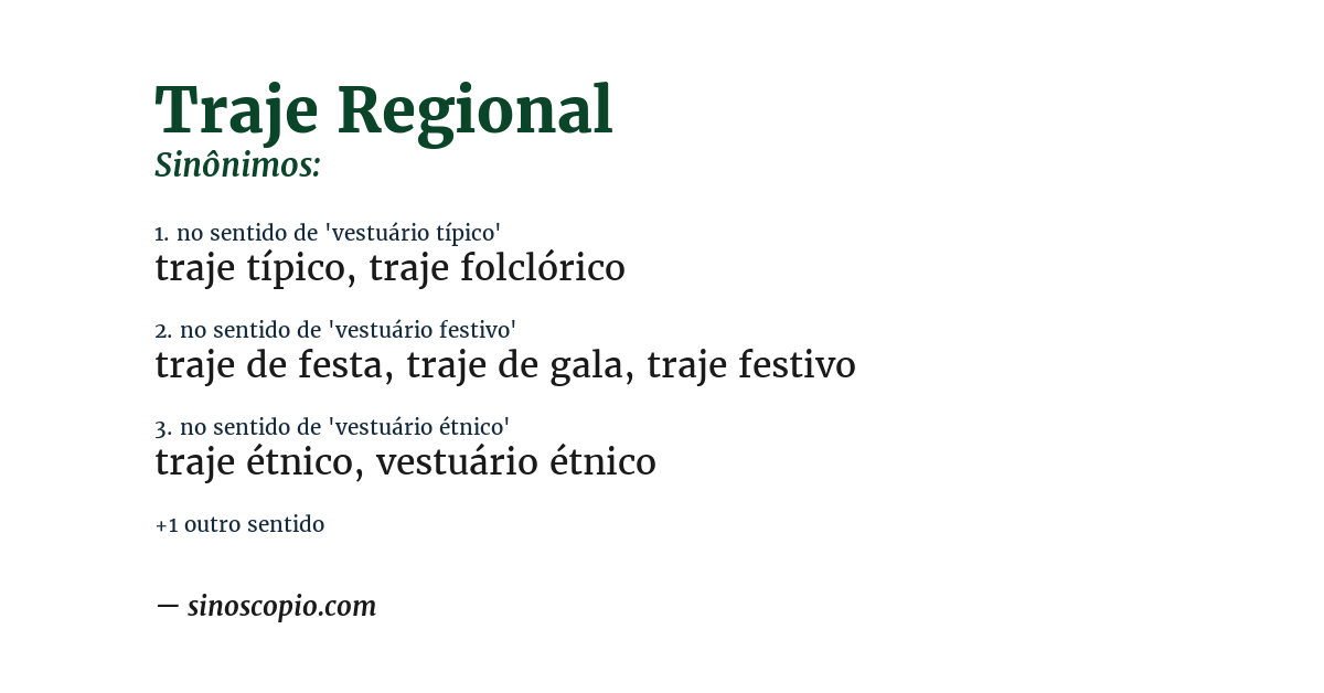 Sinônimo de traje regional