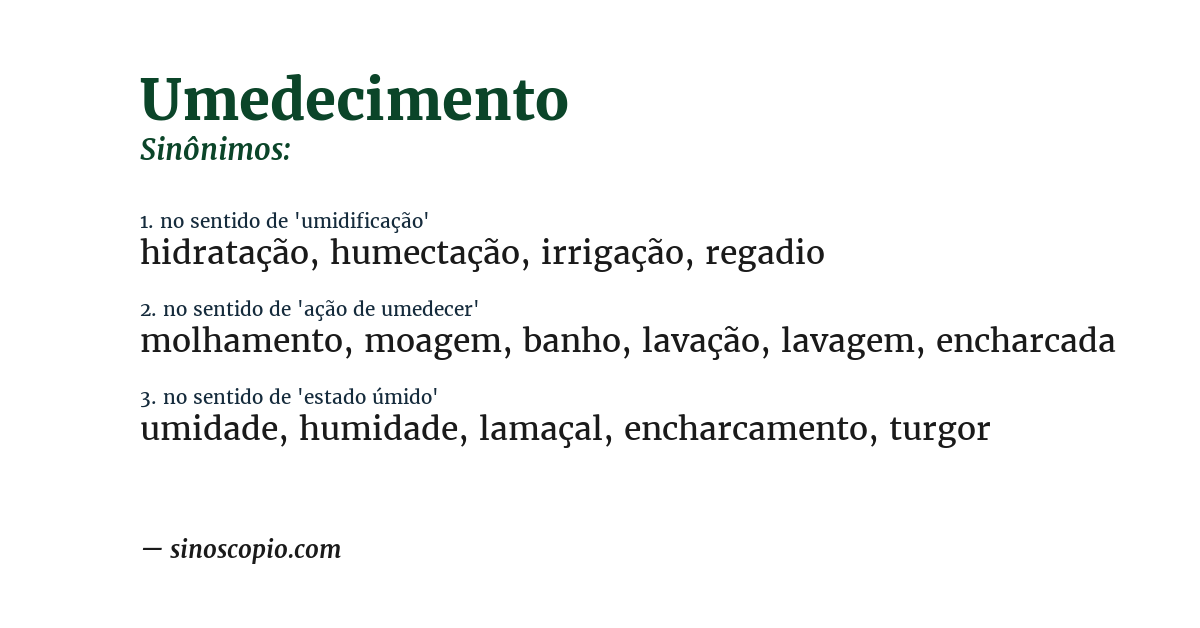 Sinônimo de umedecimento