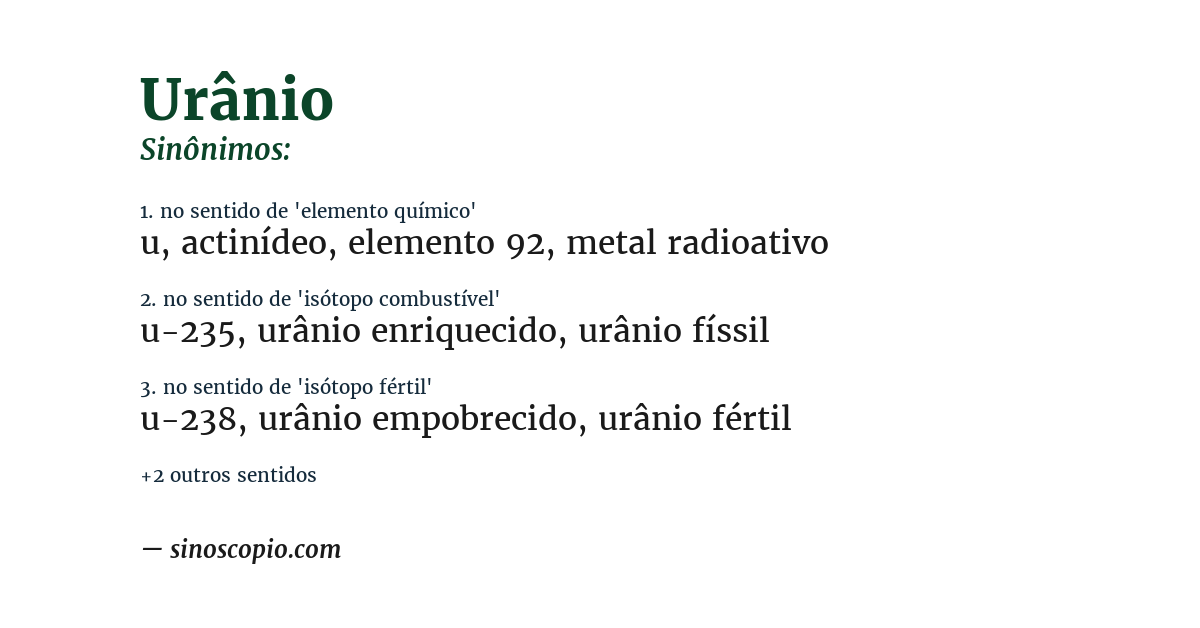 Sinônimo de urânio