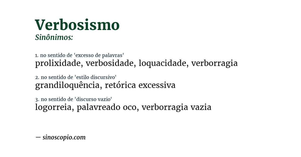 Sinônimo de verbosismo