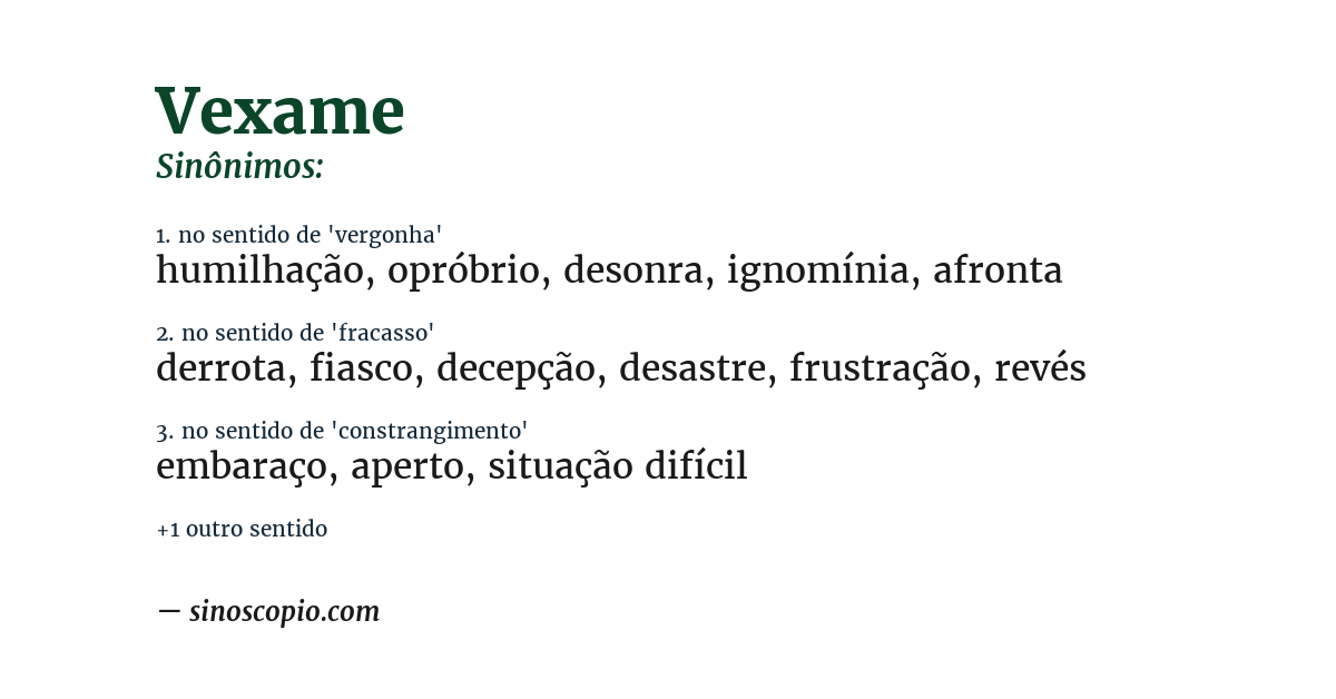 Sinônimo de vexame