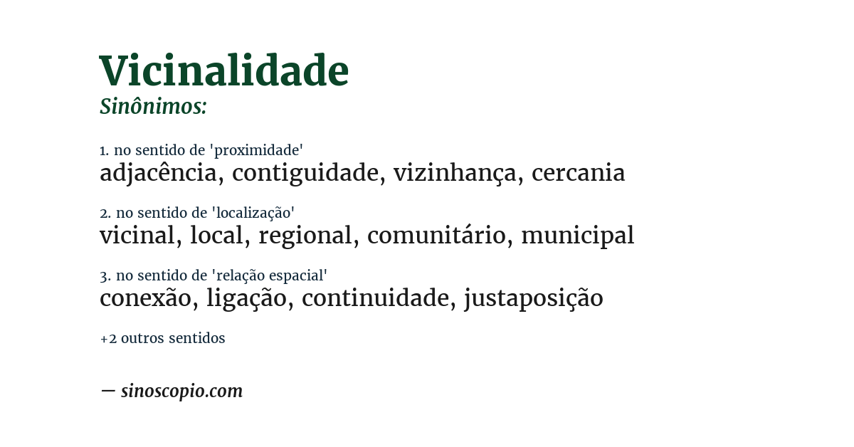 Sinônimo de vicinalidade