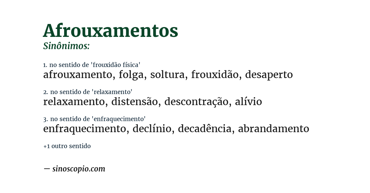 Sinônimo de afrouxamentos