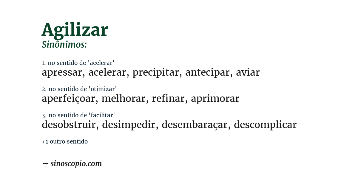 Sinônimo de agilizar
