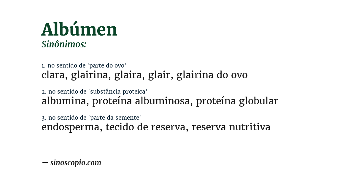 Sinônimo de albúmen