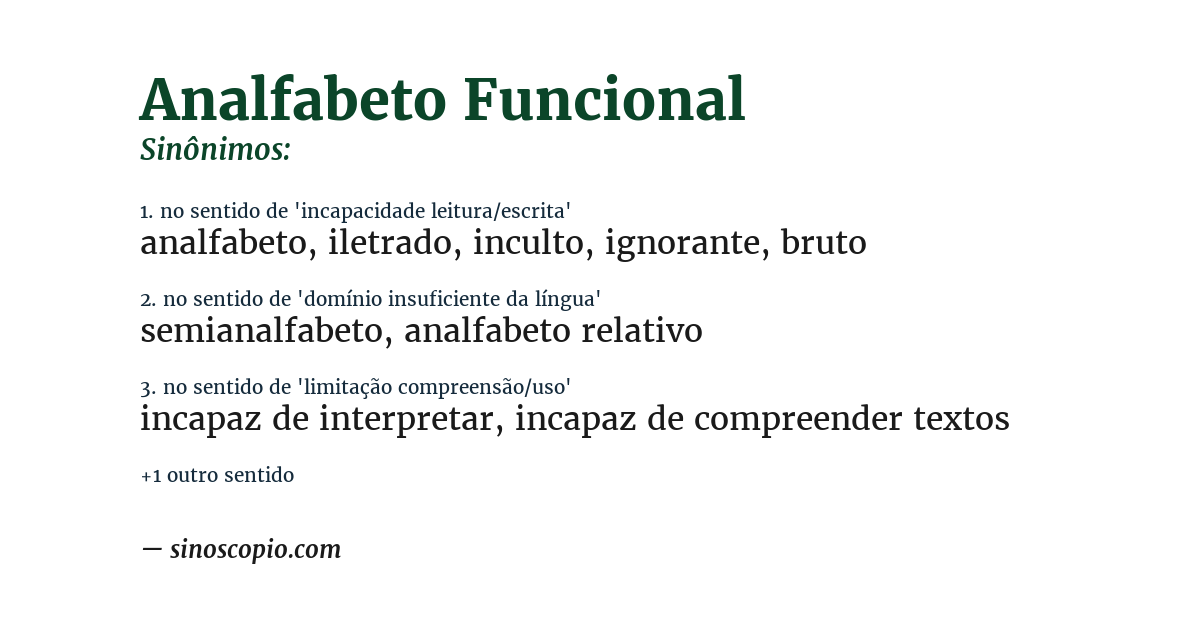 Sinônimo de analfabeto funcional