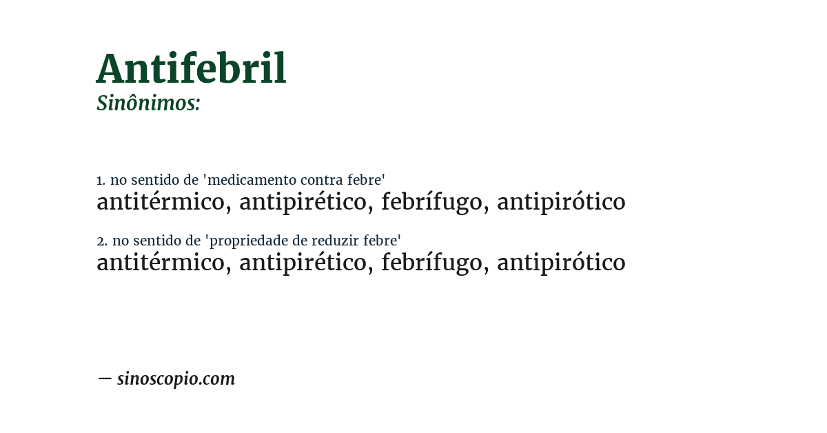 Sinônimo de antifebril