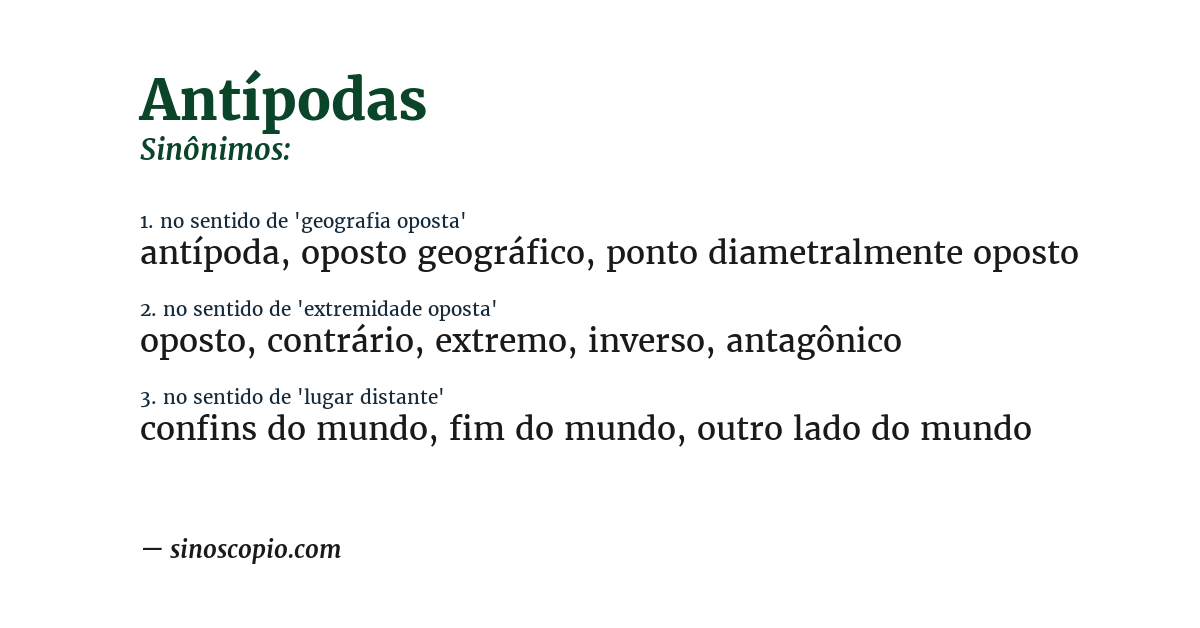 Sinônimo de antípodas