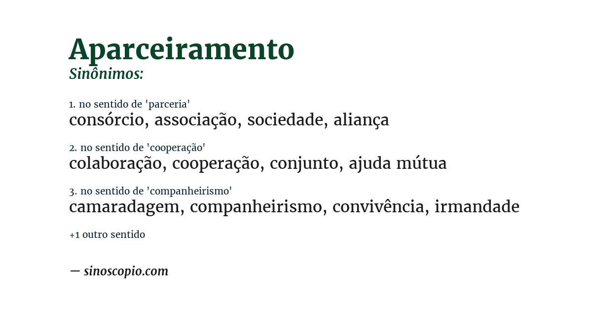 Sinônimo de aparceiramento